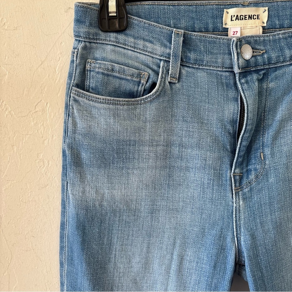 L’AGENCE Sada High Rise Cropped Straight Jeans Ashford Raw Hem Size 27 - Picture 4 of 7